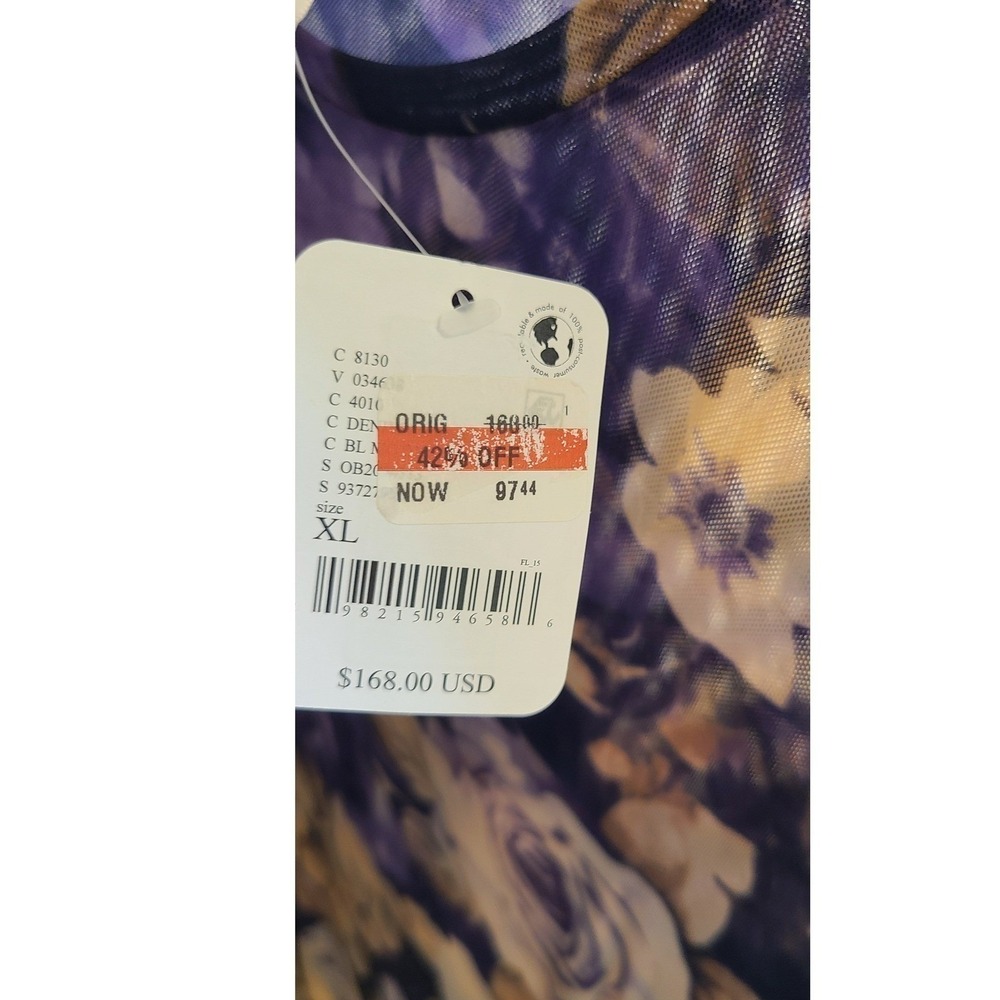 Free‎ People Floral Mesh Long Sleeve Ruched Maxi Dress Purple S - Picture 9 of 9